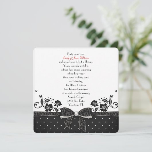 Invitation Renouvellement de la Vow Polka Dot Bow (Debout devant)
