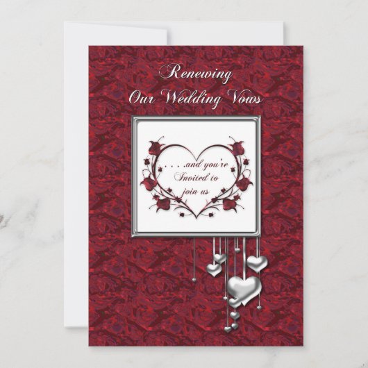 Invitation Renouvellement de l'invitation Vows Mariage, coeur (Devant)