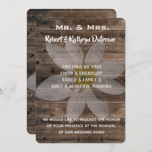 Invitation Renouvellement de vision rustique et ro (Devant / Derrière)