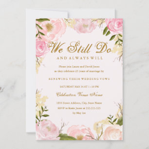Invitation Renouvellement de vœu de rose rose élégant Anniver