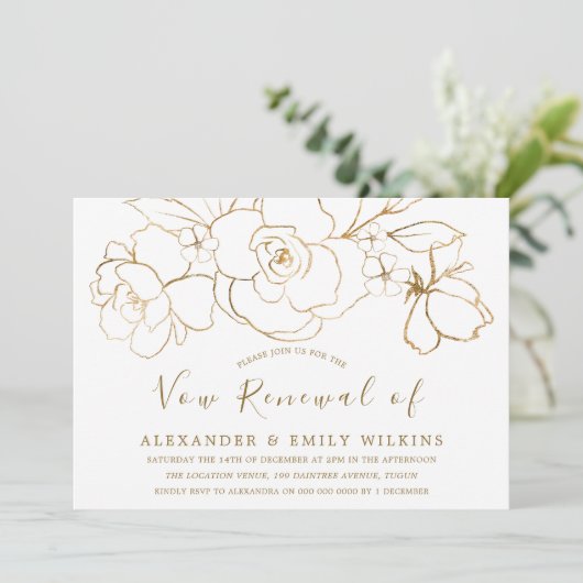 Invitation Renouvellement de vœu or élégant 50e anniversaire (Debout devant)