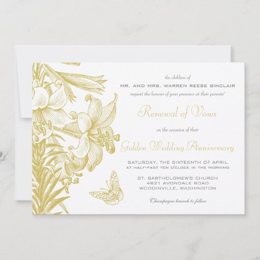 Invitation Renouvellement de Voeux Anniversaire de Mariage Ar (Devant)
