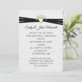 Invitation Renouvellement de vœux Blanc Floral embossé avec c (Debout devant)