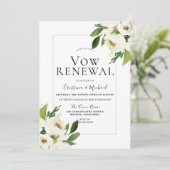 Invitation Renouvellement de Voeux Crème Fleurie Rose Blanche (Debout devant)