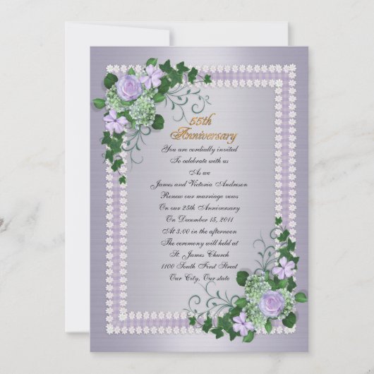 Invitation Renouvellement de voeux d'anniversaire de mariage  (Devant)
