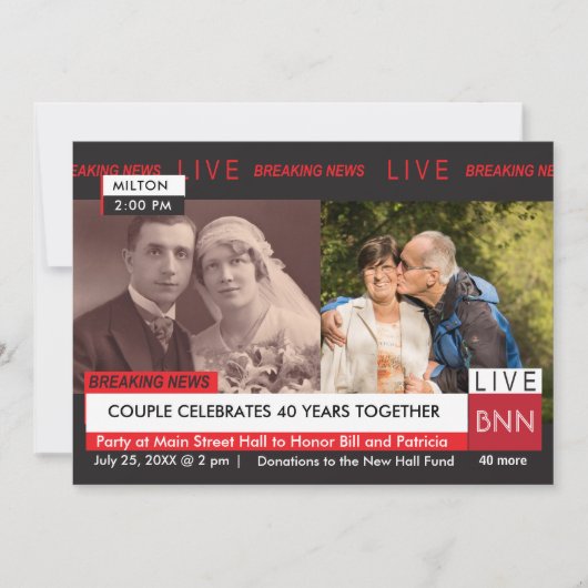 Invitation Renouvellement de Vœux d'Anniversaire Graphique Té (Devant)