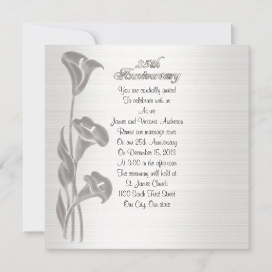 Invitation Renouvellement de vœux de 25e anniversaire de mari (Devant)