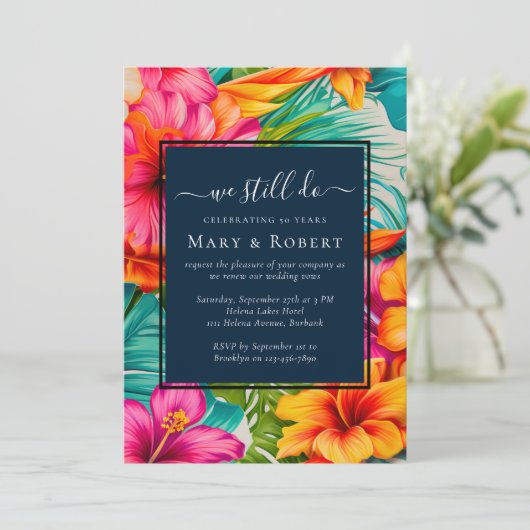 Invitation Renouvellement de vœux de fleurs tropicales d'Hibi (Debout devant)