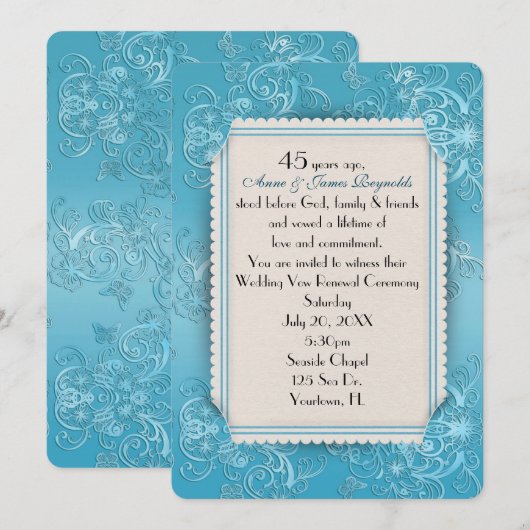 Invitation Renouvellement de vœux de mariage 45e anniversaire (Devant / Derrière)