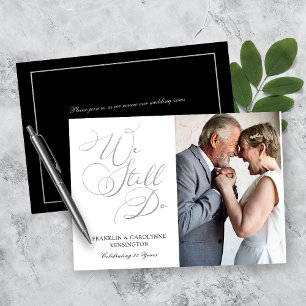 Invitation Renouvellement de Vœux de Mariage Chic Argenté à F