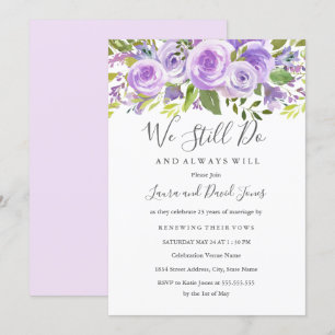 Invitation Renouvellement de Vœux de Mariage Élégant aux Fleu