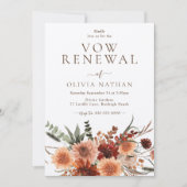 Invitation Renouvellement de vœux de mariage floral rustique (Devant)