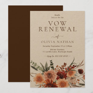 Invitation Renouvellement de vœux de mariage floral rustique 