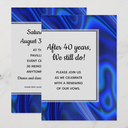 Invitation Renouvellement de Vœux de Mariage Fractal Coquille (Devant / Derrière)