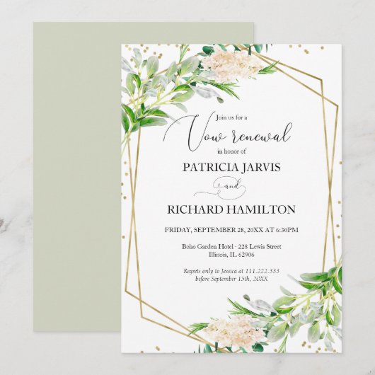 Invitation Renouvellement de Voeux de Mariage Géométrique à l (Devant / Derrière)