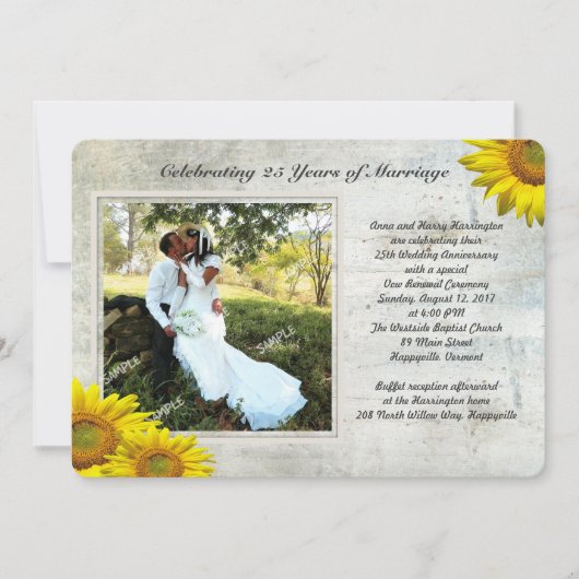 Invitation Renouvellement de vœux de mariage photo grunge tou (Devant)