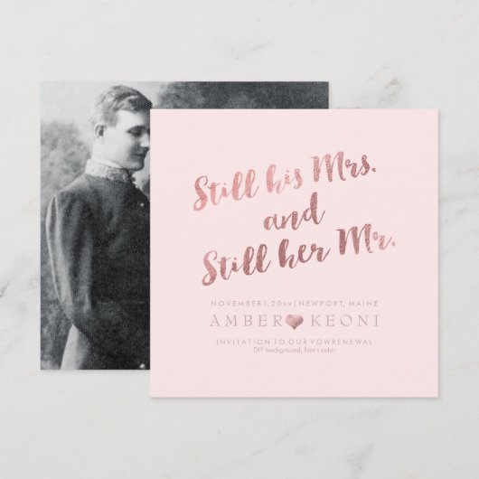 Invitation Renouvellement de vœux de PixDezines / Faux or ros (Devant / Derrière)