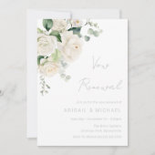 Invitation Renouvellement de Vœux Elégant Divin Roses Blanche (Devant)