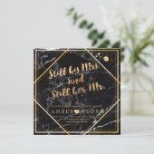 Invitation Renouvellement de vœux/Faux or/Marbre noir PixDezi (Debout devant)