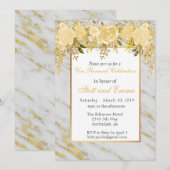 Invitation Renouvellement de Voeux Fleurs de Marbre Métallisé (Devant / Derrière)