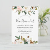 Invitation Renouvellement de vœux floral blanc Botanical Blus (Debout devant)