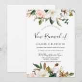 Invitation Renouvellement de vœux floral blanc Botanical Blus (Devant / Derrière)