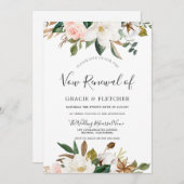 Invitation Renouvellement de vœux floraux blancs Botanical Bl (Devant / Derrière)