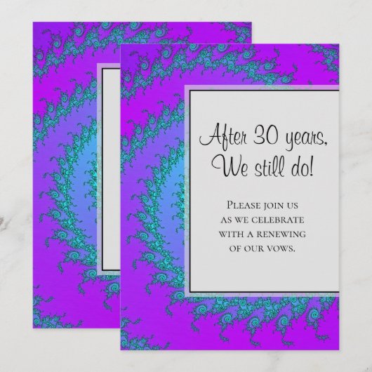 Invitation Renouvellement de Vœux Moderne Aqua et Violet à Mo (Devant / Derrière)