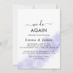 Invitation Renouvellement de vœux moderne aquarelle violette