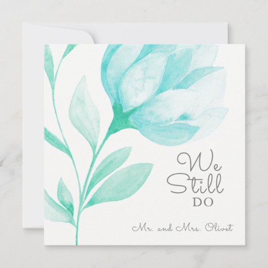 Invitation Renouvellement de vœux Pivoines sarcelle 25 ans (Devant)