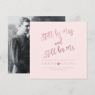 Invitation Renouvellement de vœux PixDezines/Faux or rose/DIY