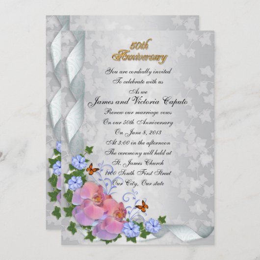 Invitation Renouvellement de vœux pour le 50e anniversaire él (Devant / Derrière)