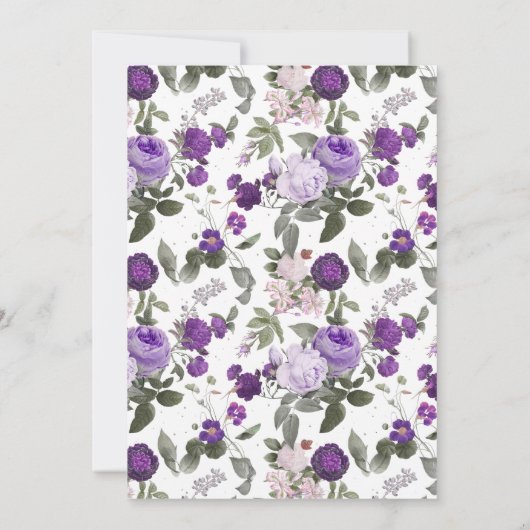 Invitation Renouvellement de Vœux Rose et Pivoine Violette Ru (Dos)