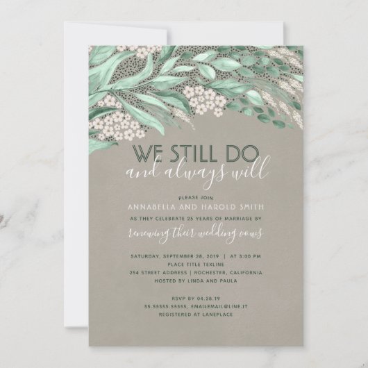 Invitation Renouvellement de vœux rustique pour anniversaire (Devant)