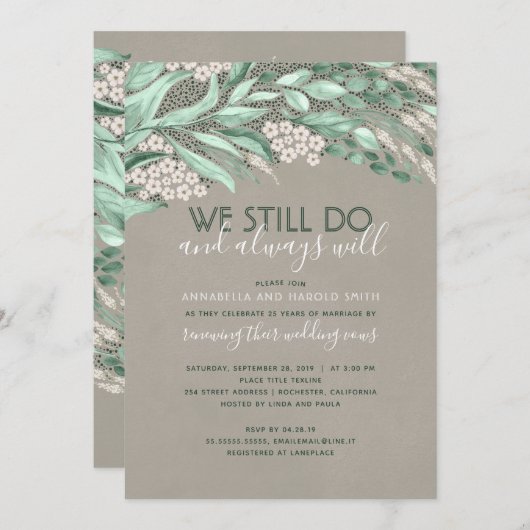 Invitation Renouvellement de vœux rustique pour anniversaire (Devant / Derrière)