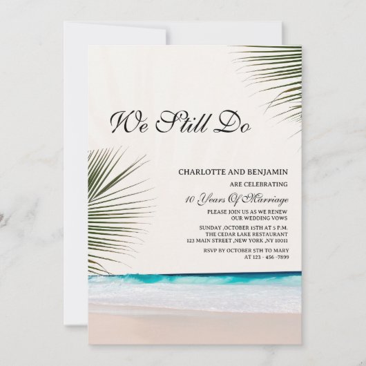 Invitation Renouvellement de vœux sur le thème de la plage av (Devant)