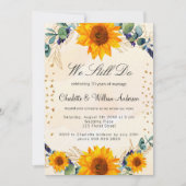 Invitation Renouvellement de vœux tournesols eucalyptus cœurs (Devant)