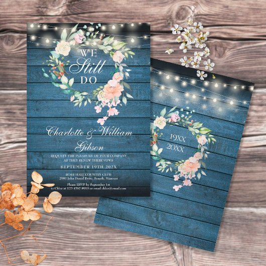 Invitation Renouvellement de vœux We Still Do Floral Rustic L