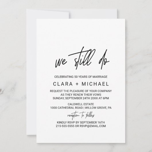 Invitation Renouvellement de Vow de la calligraphie lunaire (Devant)