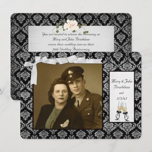 Invitation Renouvellement de Vow mariage à l'anniversaire (Devant / Derrière)