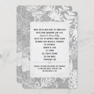Invitation Renouvellement de Vow Mariage Floral Argent