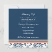 Invitation Renouvellement de Vow Mariage photo Coral Blue Dam (Dos)