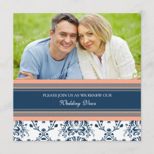 Invitation Renouvellement de Vow Mariage photo Coral Blue Dam