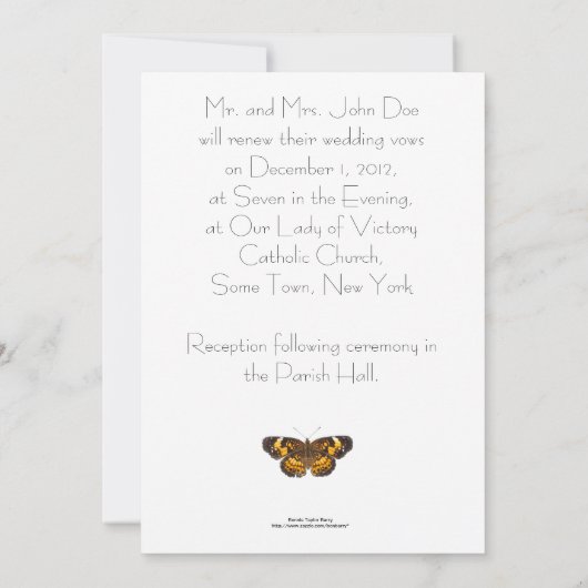 Invitation Renouvellement des vaches Mariages/papillons Camel (Dos)