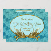 Invitation Renouvellement des vues Mariages - Bleu Élégant/Or (Devant / Derrière)