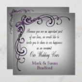 Invitation Renouvellement du mariage - Bordure gris violet (Devant / Derrière)