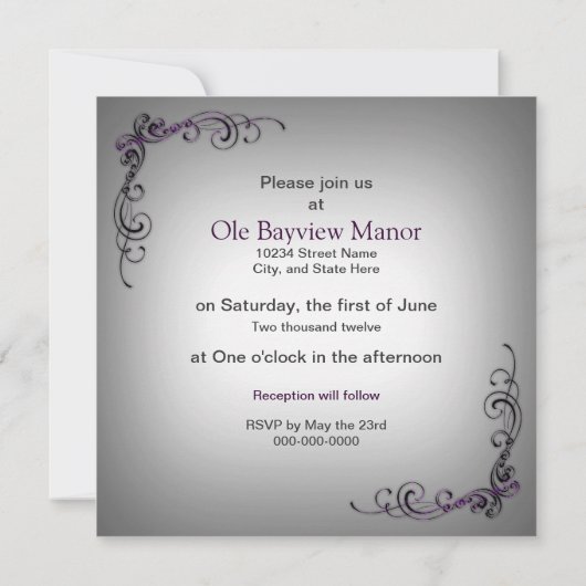 Invitation Renouvellement du mariage - Bordure gris violet (Dos)