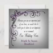Invitation Renouvellement du mariage - Bordure gris violet (Devant)