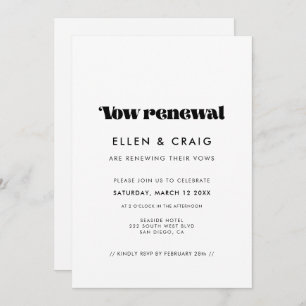 Invitation Renouvellement du Mariage Vow de script rétro vint