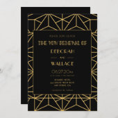 Invitation Renouvellement du voeu mariage art déco des années (Devant / Derrière)